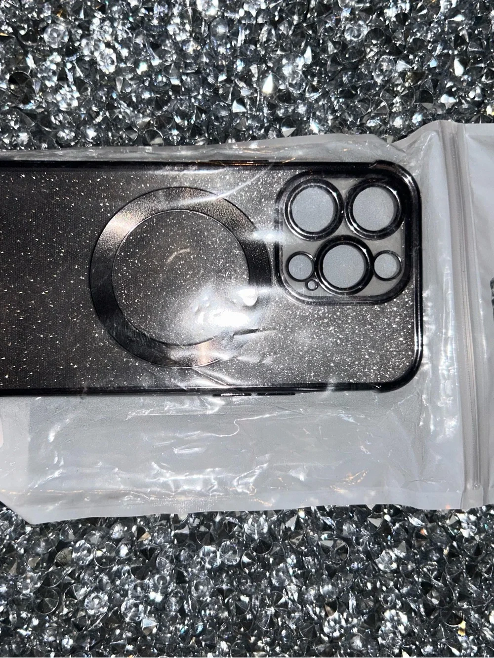 iPhone 15 pro Clear Glitter MagSafe Compatible Phone Case with Camera Ring